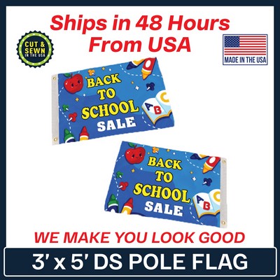 3' x 5' Custom Pole Flag - Double Sided FULL COLOR - Dye Sublimated - Made in the USA